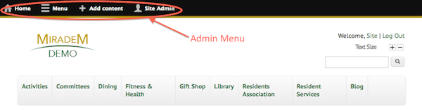 Admin menu